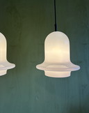 Set Raak B-1164 Uhrlampe Glockenlampe Opalglas
