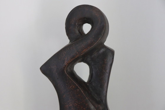 Vintage Abstract Ceramic Sculpture 'THOM' – 1980s (Bronze-look) (photo 5 of 6)