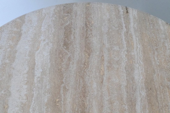 Vintage Travertin Salontafel Set - Postmodern Italiaans Design, Travertine, Beige, Mid Century Modern (foto 6 van 7)
