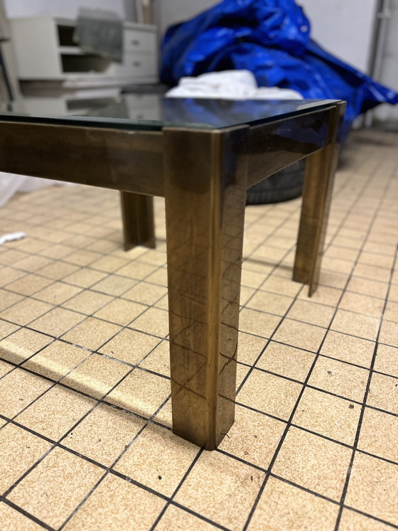 Couchtisch im Art-déco-/Hollywood-Regency-Stil / Messing & Glas – Couchtische, Brass (photo 6 of 10)
