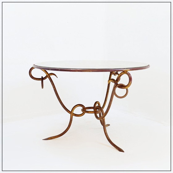 Image 1 of Gilded Iron Coffee Table by René Drouet - 1940s