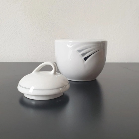 Image 1 of Winterling Rösslau Sugar & Cream Set | Unique Retro Shape | Graphic Gray/Black Decor