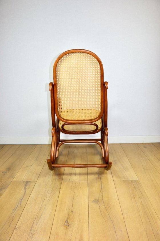 Image 1 of Rocking chair on runners, original light brown, 1970s - perfect like new