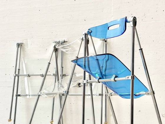 Image 1 of Set of 4 folding chairs made of acrylic by Giancarlo Piretti for Castelli, 1980s