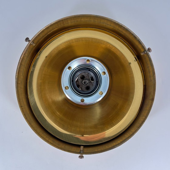 Image 1 of Vintage wand- en plafondlamp in Space Age-stijl met amberkleurig glas, circa jaren 70.