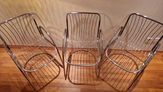 Image 1 of Gastone Rinaldi 4x Chrome Chairs