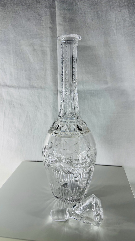Set da liquore Art Déco antico in cristallo al piombo: Caraffa con 5 bicchieri (ca. 1920), Bicchieri e caraffe (foto 3 di 11)