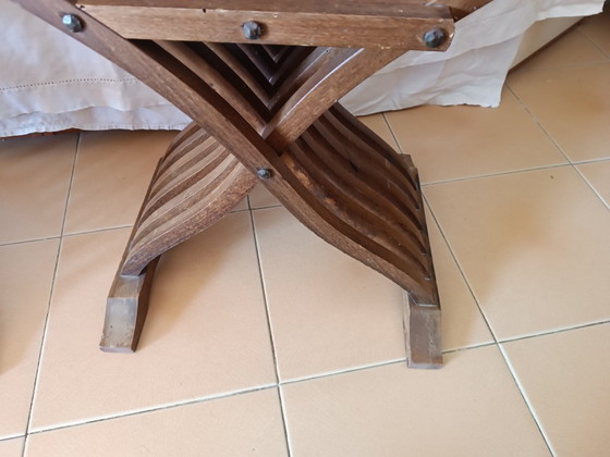 Pair of Savonarola chairs 50s (Italy), Folding chairs, Wood, Brown, Barok (photo 9 of 15)