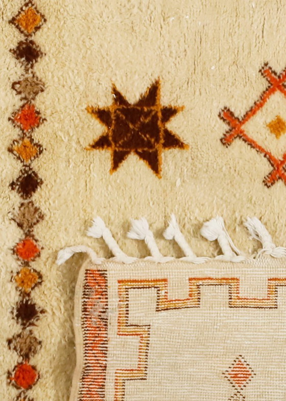 Image 1 of Large Vintage Turkish Tulu Rug – High-Pile Cream & Orange Wool Shaggy Carpet 334 x 242 cm