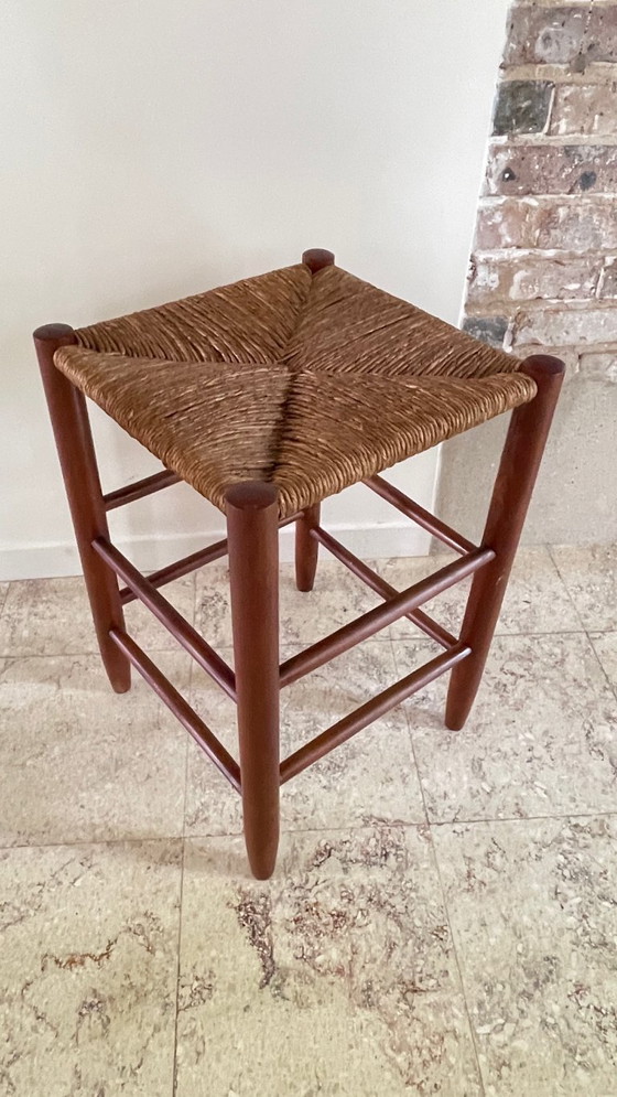 Image 1 of Vintage Geometric Straw Stool