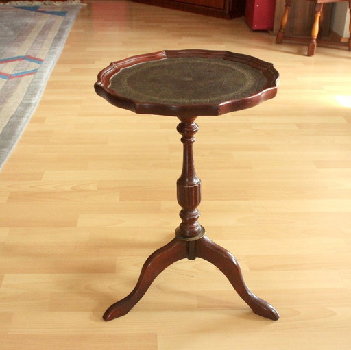 Beautiful Side table Wine table -1970s - made of wood with embossed leather top