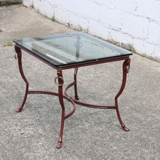 Image 1 of Tavolino da caffè francese d'epoca in ferro e vetro - Tavolino da cocktail - Tavolino da salotto - Anni '80