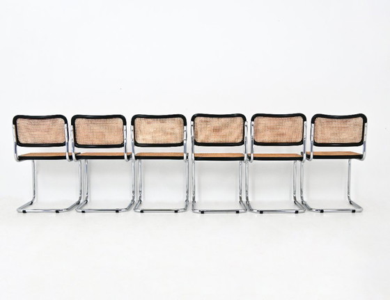 Image 1 of Eetkamerstoelen stijl B32 van Marcel Breuer, set van 6