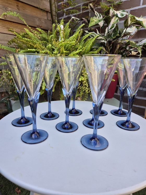 Set di 10 flûte da champagne vintage Luigi Bormioli Light & Music in cristallo con stelo blu, prodotte in (photo 8 of 14)