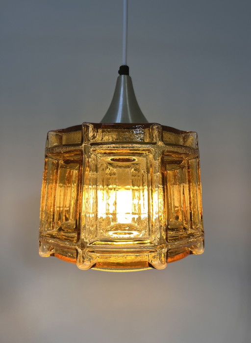Vintage Amber Glazen Hanglamp