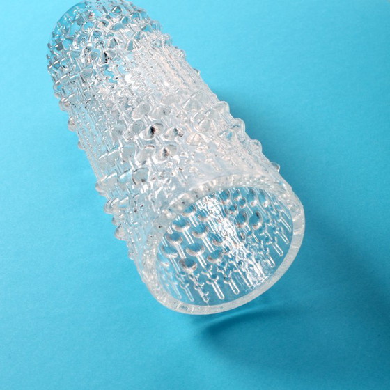 Image 1 of Mid-century Clear Pressed Glass Vase / CandleWax Design / Czech Republic / 1972