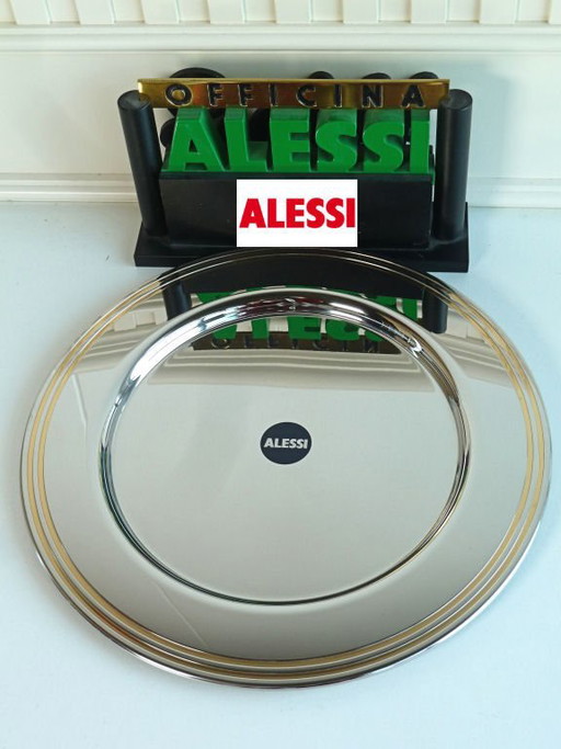 2X Alessi Ng 5100 Runde untere Platte | Edelstahl und Gold | Ettore Sottsas