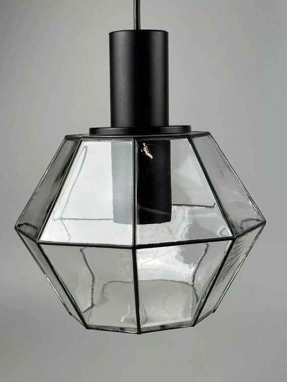 Image 1 of 60s 70s hanging lamp ceiling lamp by Limburg Leuchten Germany glass metal