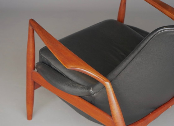 Image 1 of Poltrona modello 'Seal' di Ib Kofod-Larsen in pelle e teak per OPE, Svezia, anni '60