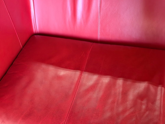 Montis Kubik sofa + armchair – very good condition – red leather – Seating area (photo 4 of 5)