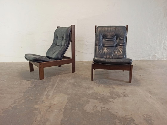 Image 1 of 2 sillones de cuero de mediados de siglo