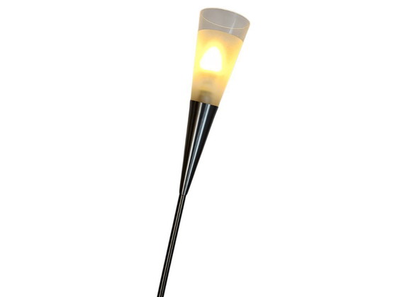 Image 1 of Hala Zeist - vloerlamp - geborsteld staal - gesatineerd glas - post modern - 80s 