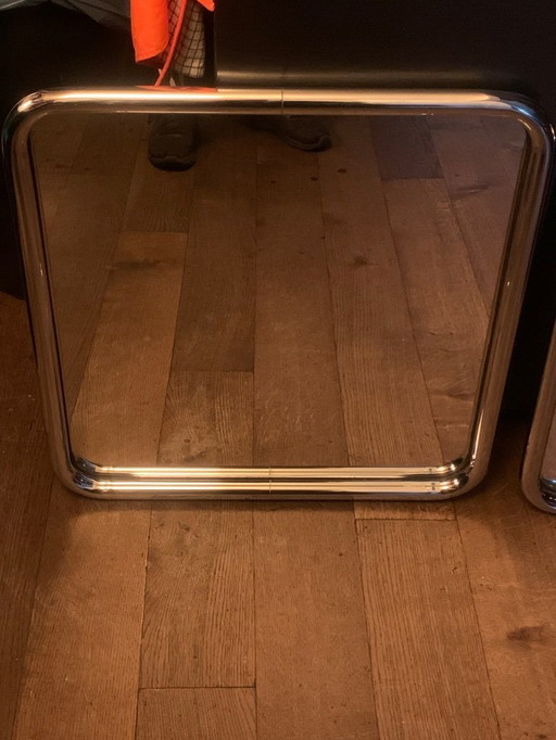 2 Vintage Mirrors tubular frame chrome design