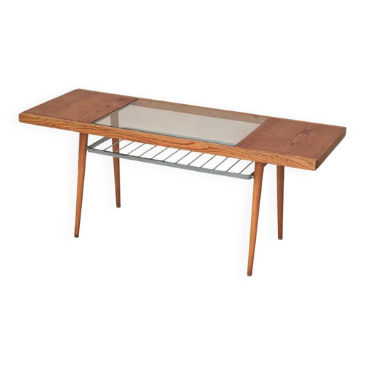 Couchtisch aus Holz, Metall und Glas von Jitona 1960