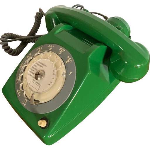 Vintage telefoon met wijzerplaat S63 groen