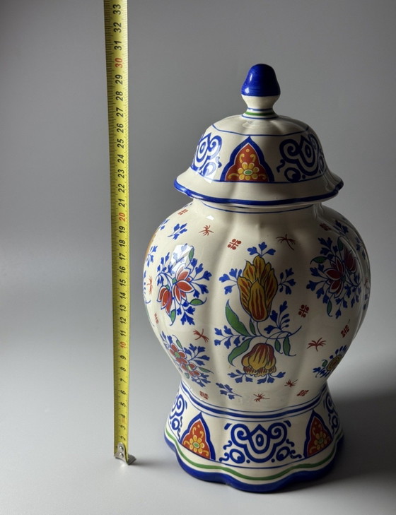 Image 1 of Boch Frères Keramis dekselpot van faience – Art Deco-periode – België, jaren dertig