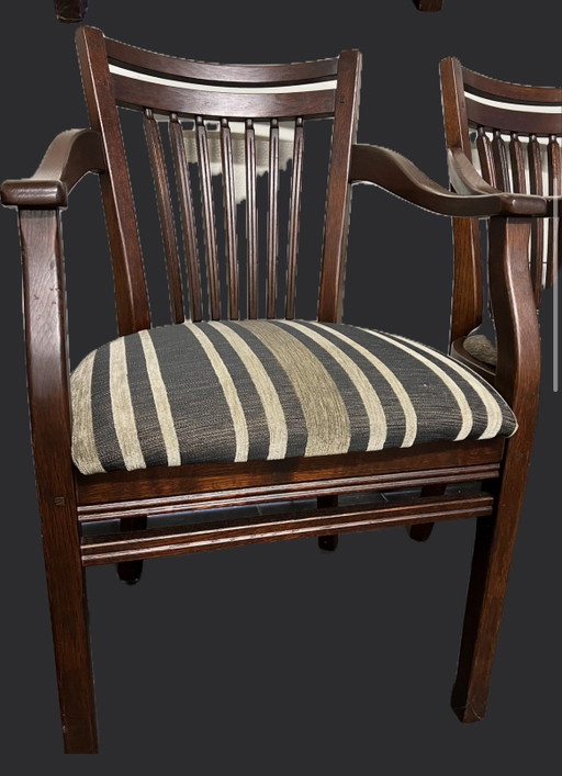 6 kersenhouten Bannink jugendstil eetkamer armstoelen