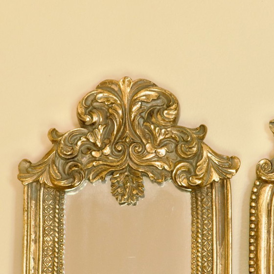 Image 1 of Exceptionnel triptyque de miroirs baroques du XIXe siècle en bois doré