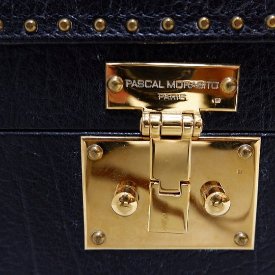 Image 1 of Beauty Case Vintage en Cuir Noir, Pascal Morabito - Années 1980