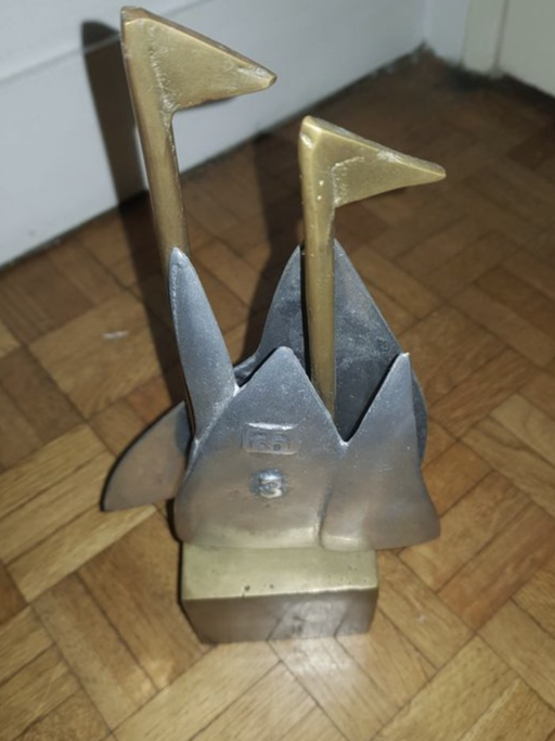 Sculptuur Zeilboot David Marshall in messing en aluminium - Spanje - jaren 70