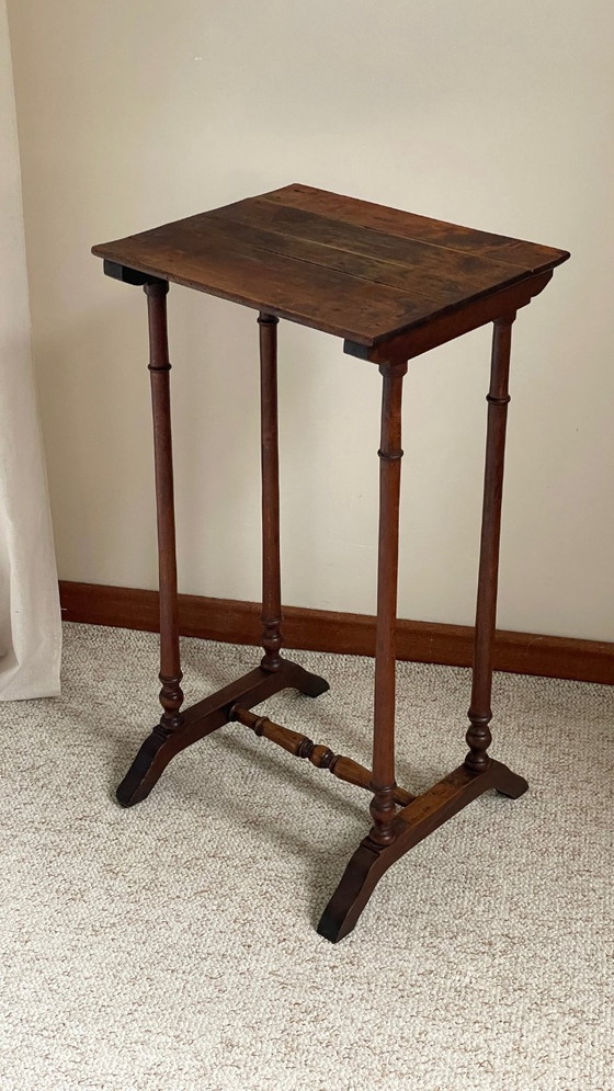 Image 1 of Antique Turned Wood Bedside Table