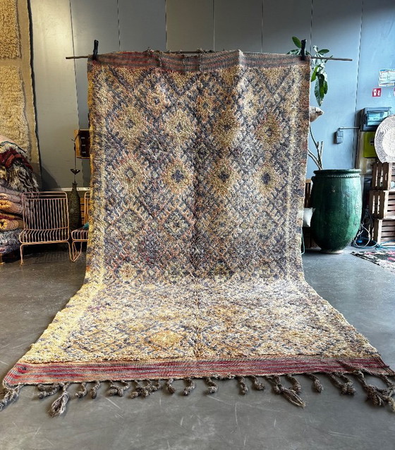 Image 1 of Groot vintage Marokkaans Talsint-tapijt 200x380 cm – Handgemaakt Berber wollen tapijt – Zeldzaam tribaal vloerkleed