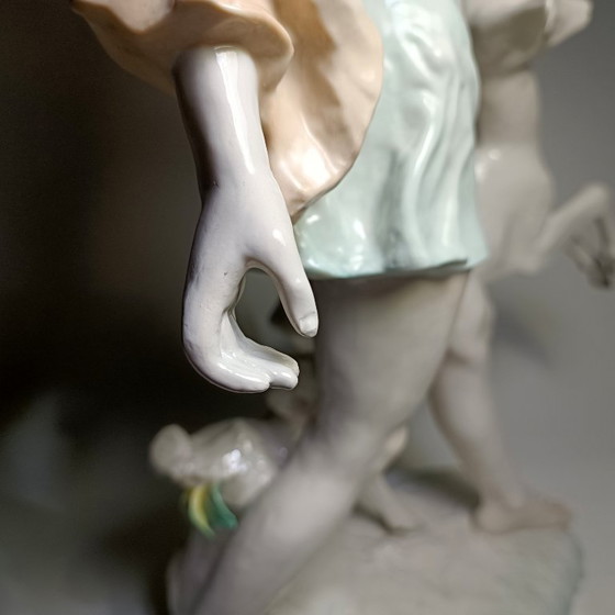Hutschenreuther - Semi-nude Lady and Deer - 52,5cm - Porcelain, Sculpture, Creme (photo 20 of 22)