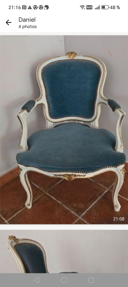 poltrona in velluto Luigi XV