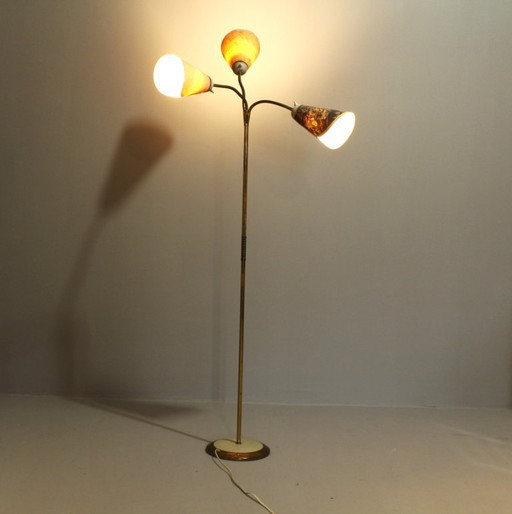Italian Brass Three Light Floor Lamp, 1960s