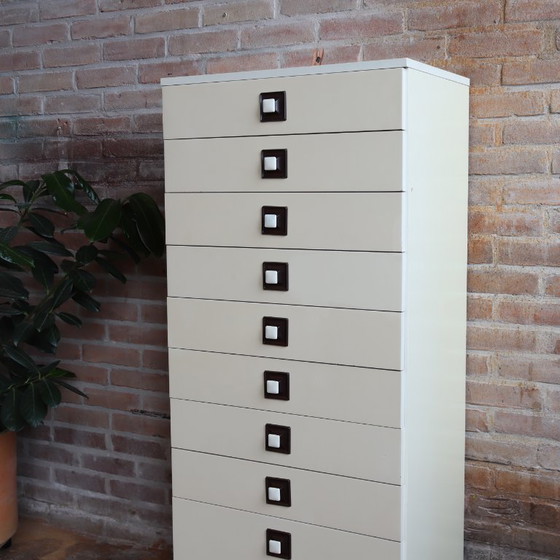 Image 1 of Vintage ladekast post modern space age bruine creme jaren 70