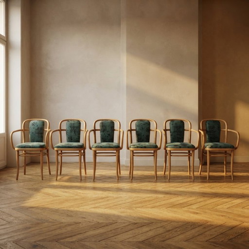 Set di 6 Poltrone A 811 di Josef Hoffmann per TON, Faggio Curvato, Cecoslovacchia, 55 × 50 × 80 Cm – fauteuils, Other