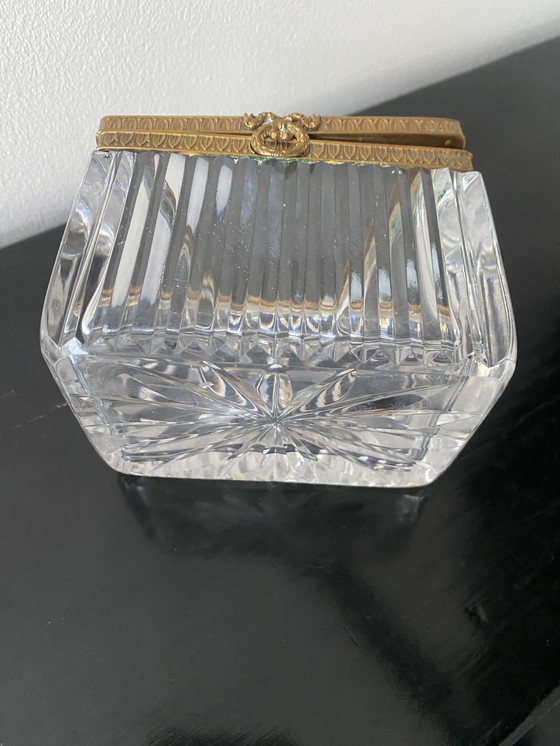 Image 1 of Jewelry box base in 19th century Baccarat cut crystal and Charles X bronze