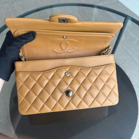 Image 1 of Chanel Chanel Classic Flap Medium - 25CM Quilted Lambskin Caramel Silver Hardware Series 19