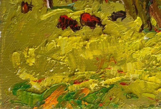 Image 1 of Original Oil Painting Evening Nature Landscape Juicy summer meadows