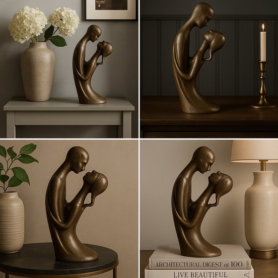 Image 1 of Scultura originale di Geert Kunen "Koppel" - firmata e contrassegnata - 53 cm