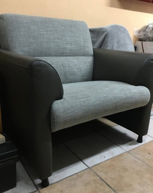 Montel Mondi Luxus Sessel – Leder & Stoff (Eucalyptus)