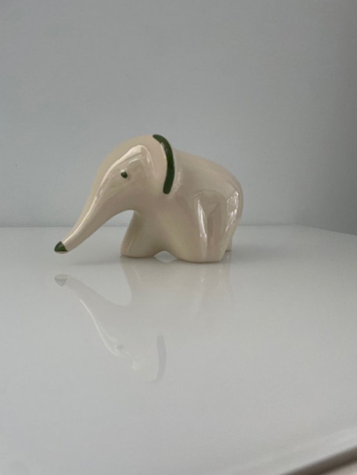 Statuetta retrò in ceramica ELKI raffigurante un elefante