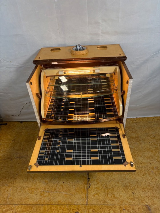 Image 1 of Mid Century Retro Teak & Lamination Cocktail Bar Cabinet (Circa 1950–1960)  A stunning and playful example of mid century design