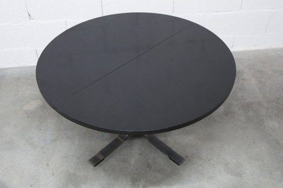 Image 1 of Osvaldo Borsani black and chrome round height-adjustable table with extension