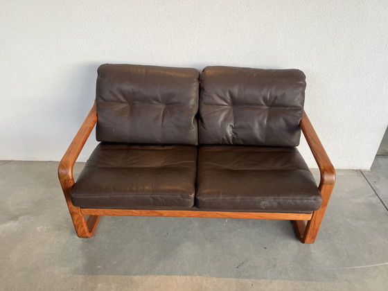 Holstebro Für HS Design, Dänemark 70er Jahre – HS Design Denmark, 3-5 Sitzer Sofas, Leather, Wood (photo 8 of 10)